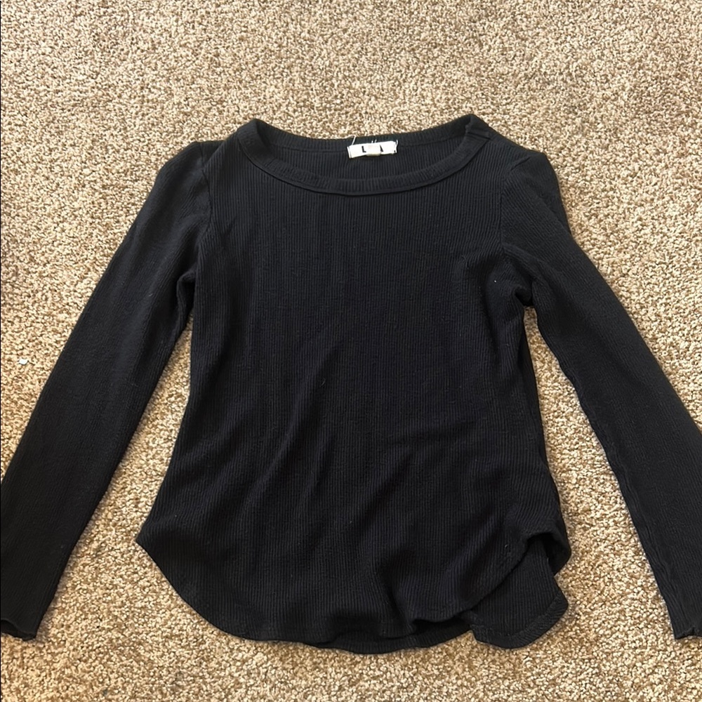LNA Classic Black Ribbed Top